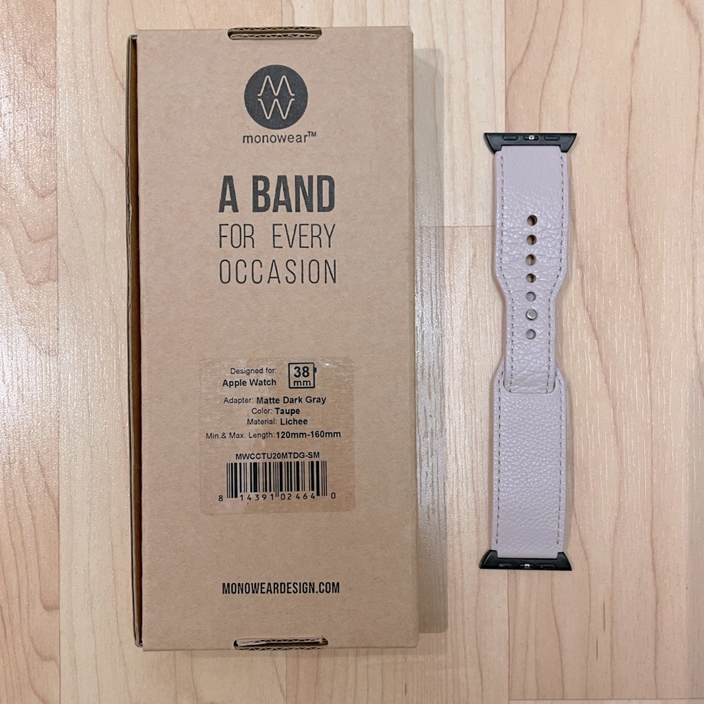 Monowear Taupe Leather Apple Watch Band (Small: 38mm | 40mm)